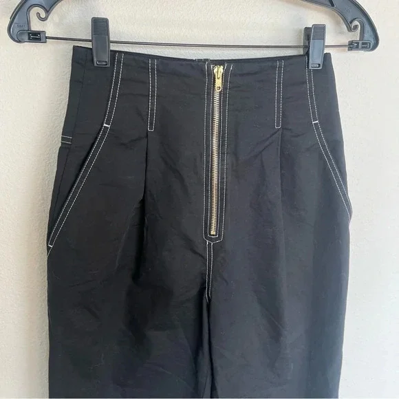 Sandro Gatiene Cropped High Rise Pant Black Casual French Boho Women’s XS - Picture 4 of 11